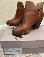 Crown Vintage Firiat Cutout Ankle Boots Women's Size 8 M Cognac Leather