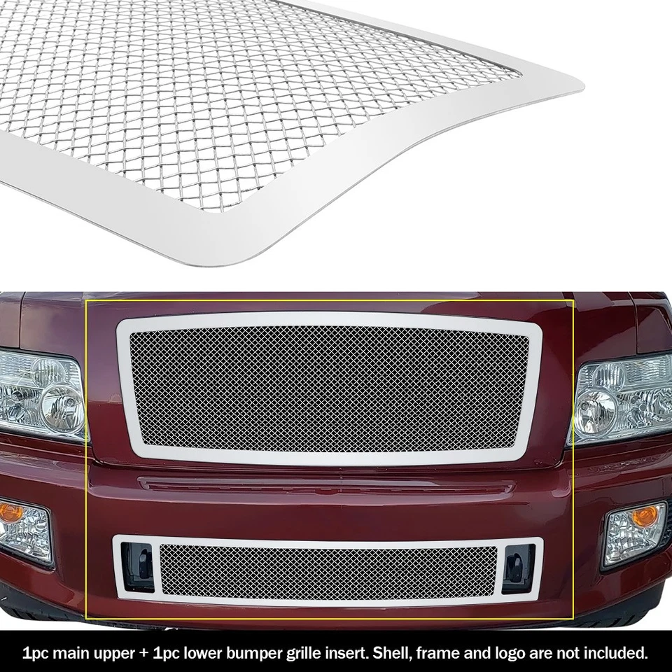Compatível com 2004-2010 Infiniti QX56 combo de inserção de grade de malha cromada aço inoxidável - Imagem 3 de 3