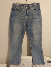 Denizen Levi's 14 High-Rise Ankle Slim Stretch Raw Hem Blue Denim Jeans  small 