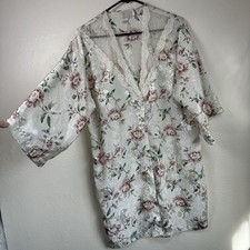 Vtg California Dynasty White Satin Nightgown Sz Medium Lace Trim USA Made