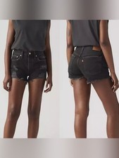 Levi's Premium 501 High-Rise Distressed Denim Cutoff Shorts in Stowaway size 29