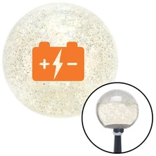 Orange Battery Charge Symbol Clear Metal Flake Shift Knob w/ M16x1.5 Insert