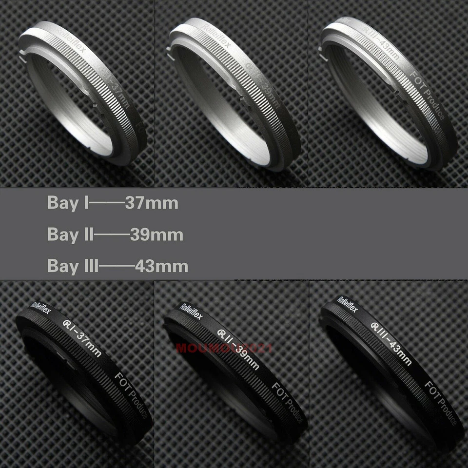 Anillo adaptador de rosca de tornillo Rolleiflex a estándar + bahía de filtro UV III 1 2 3