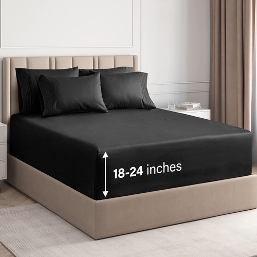 Extra Deep Pocket Sheets - 6 Piece Sheet Set - King Size Sheets Deep Pocket -