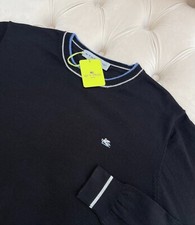 New Unisex ETRO Milano Pullover Wool Knit Logo Crew Neck Black Sweater XXL size