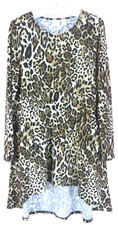 TB08415- CHICOS Women's Polyester Tunic Top 3/4 Sleeve Animal Jaguar 0 S XS