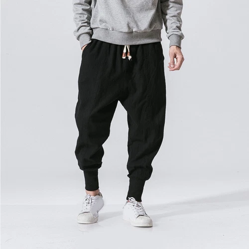Men Baggy Harem Pants Japanese Mens Crotch Wide Leg Pants Casual Loose Trousers - Picture 10 of 18