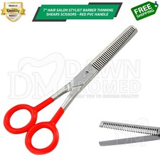 Hair Cutting Salon Scissors 7  Thinning Shears With Red PVC Handles German Grade
