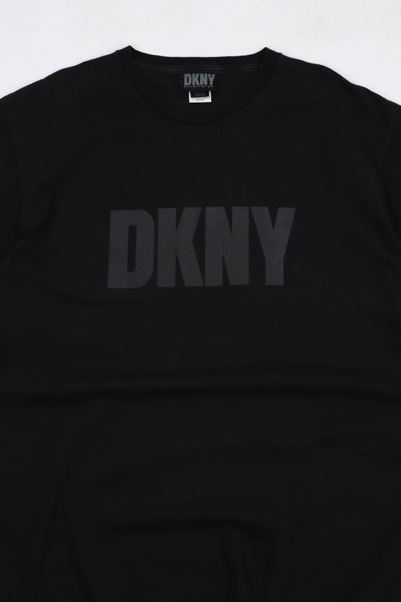 90s DKNY コットンニットカットソー 名作 初期 本人期 レア DKNY Donna Karan 90s Vintage Made in U.S.A. Reflective Big Logo T