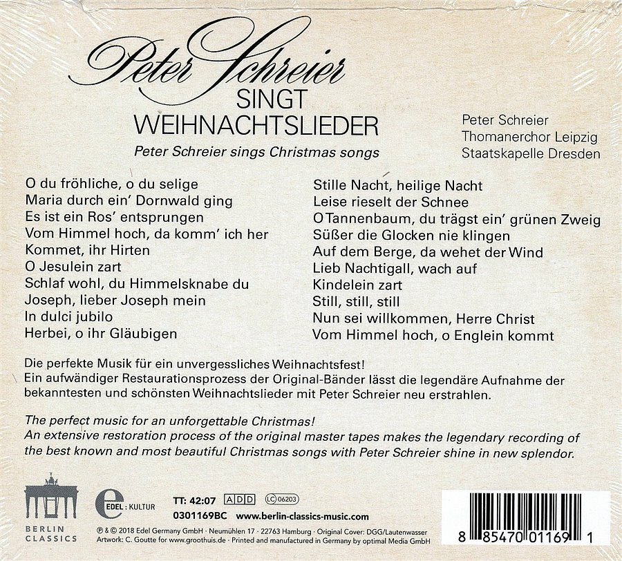 Thumbnail - Cd - Peter Schreier Singt Weihnachtslieder - Das Original Zur