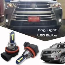 Super Bright 6000K White H11 LED Fog Light Bulbs for Toyota Highlander 2014-2019