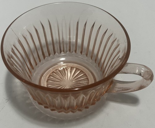 Vintage Anchor Hocking 3.75” X 2.25” Queen Mary Ribbed Pink Depression Glass Cup - Picture 2 of 6