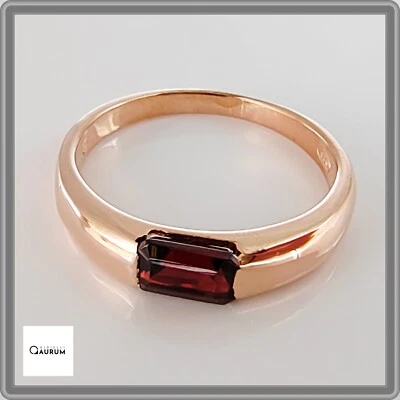 GIOIELLI AURUM Anello Fedina in Argento 925 Uomo Donna con Granato Gioielli Bagno Oro Rosa