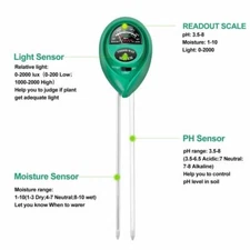 3x Pack 3-in-1 Soil Tester Meter For Garden Plant Moisture/Light/pH Sensor Tool