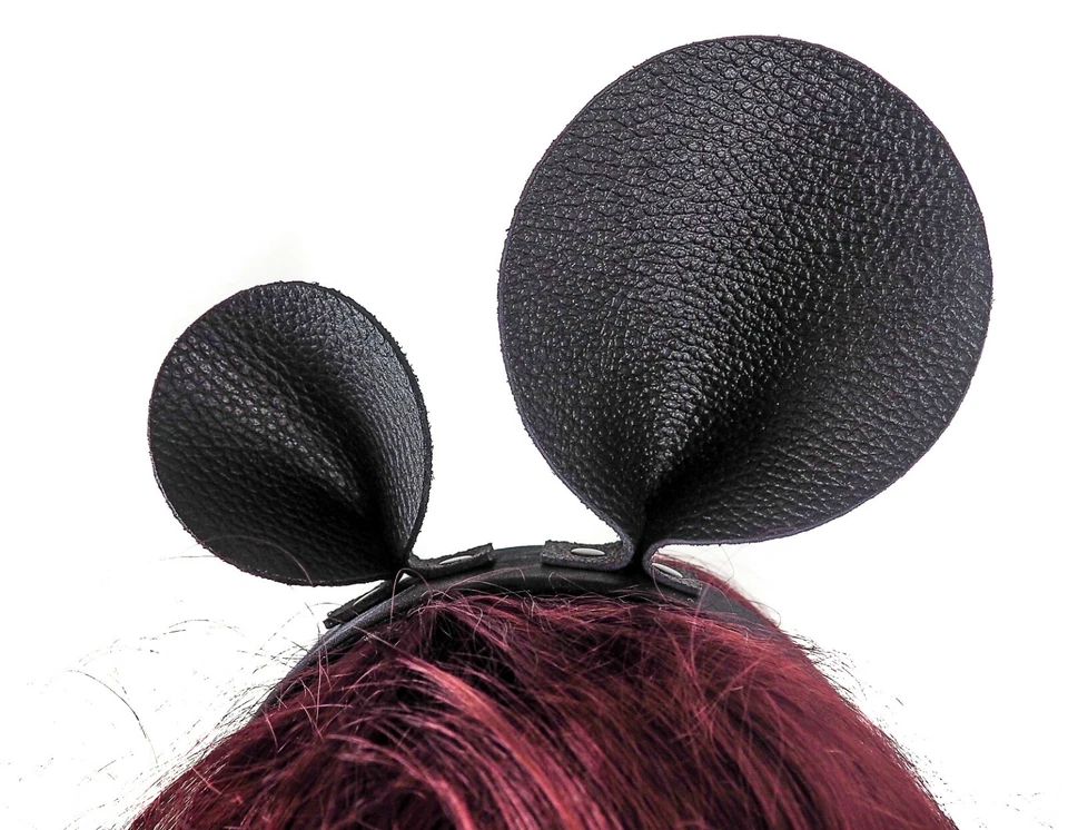 Mouse Headband Genuine Leather Punk Goth Costume Party Cosplay Alternative Style - Image 3 of 3