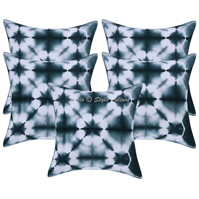 Green Cushion Cover Shibori Gypsy Tie Dye Decorative Tribal Ethnic Hippie Pillow