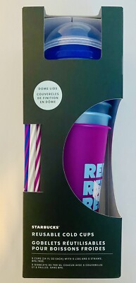Lot of 25 Reusable Starbucks Cups, Straws, And Dome Lids 24 FL OZ Summer  Edition | eBay