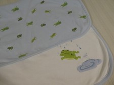 HTF Vintage GYMBOREE Baby Blanket Puddle Jumping Frogs 2005 Blue Green  Lovey M1