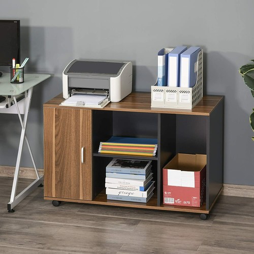✅ Mobiletto in Legno Noce/Grigio con Ruote per Documenti per Ufficio Studio - Foto 2 di 9