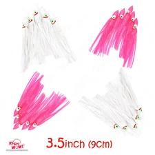 20pcs Fish WOW!® White Pink 3.5" Squid Skirt Hoochies Octopus Trolling Lure 9cm