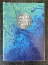 NEW 2021 Monthly Planner Jan - Dec Planner  Directory Ocean Blue Colors 32 Pages