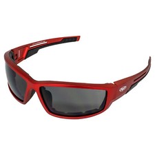 Sly Motorcycle ATV Padded Riding Sunglasses Smoke Lenses Red Metallic Frames
