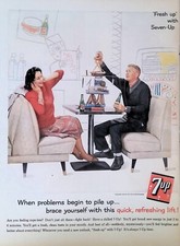 Vintage Print Ad 1960's 7-Up Young Couple Students Balancing Books Red Sweater