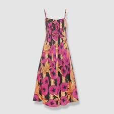 $496 Derek Lam 10 Crosby Women's Black Reef a-Line Cami Midi Dress Size 6