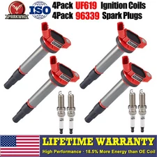 UF596 4X Ignition Coil and iridium Spark Plug For 2009-2017 Toyota Corolla 1.8L