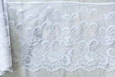 4 1/4 Yds. White 11 1/2" Soft Shiny Embroidered Tulle Lace L-317