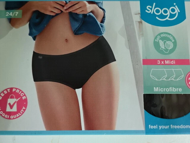 3-er Pack SLOGGI midi - 24/7microfibre-SCHWARZ- Gr. 38-48 - TRIUMPH - Mikrofaser