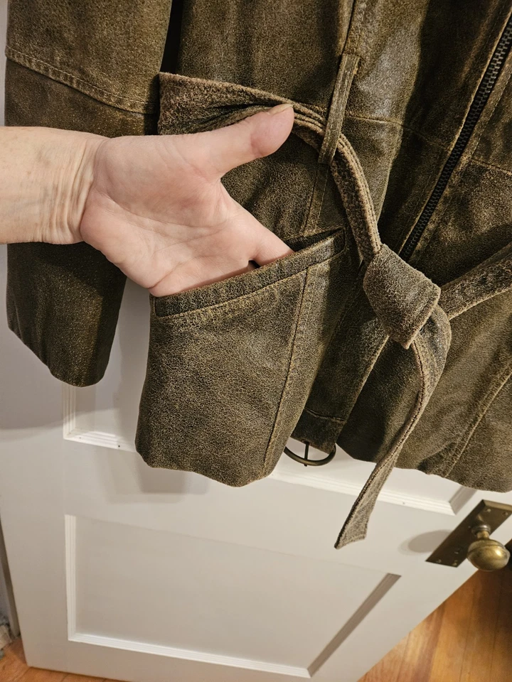 Penny Lane Coat Med. St John’s Bay Suede Leather Faux Fur Coat Hippie Y2K Boho - Image 3 of 4