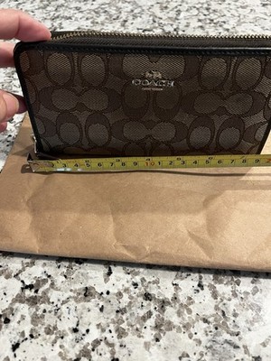 Coach Brown Zip-Around Women's Wallet Logo Print Credit Card