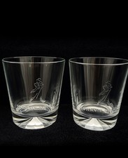 JOHNNY WALKER 2 GLASS WHISKY TUMBLERS OPTICAL DIAMOND BASE PERFECT PAIR