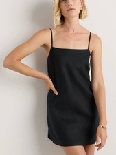 🦋 Quince| 100% European Linen Mini Skort Dress Black M NWT Sold Out Online
