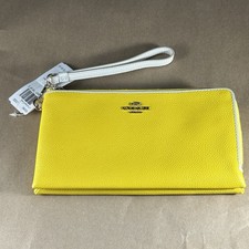 NWT Coach 53080 Double Corner Zipper Leather Wallet w/ Wristlet Strap Yellow