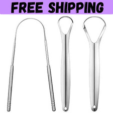 3 PCS Metal Tongue Scraper, Tongue Scrapers for Adults Kids, Stainless Steel