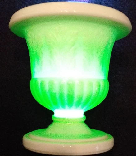 Lovely Vtg MacBeth-Evans Uranium Milkglass Urn Vase 3.25" Excellent Condition