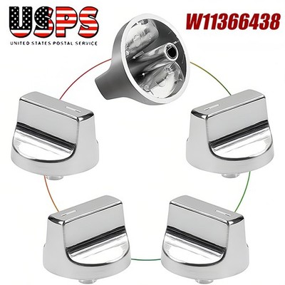 5 Packs W11366438 Stove Knobs For Whirlpool Electric Range Burner Control Knobs
