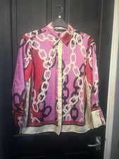 Zara Chain Print Bright Satin Feel Blouse Size S