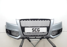 AUDI A5 8T COUPE COMPLETE FRONT BUMPER WITH GRILLES & FOGS LX7V SILVER 2008-2011