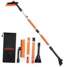  62.4" Ice Scrapers for Car Windshield and Extendable Snow Brush Large Orange