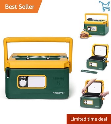 8-Quart Slow Cooker Travel Locking Lid Green Gold Ceramic Plastic Large
