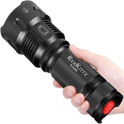 REHKITTZ Taschenlampe LED Taschenlampen superhell, 3300 Lumen verstellbarer Fokus Taschenlampe