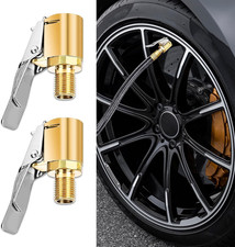 2Packs Brass Tire Air Chuck, Locking Quick Connect Inflator Hose Adapter, No Lea