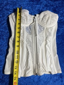 Vintage JCPenney Adonna Bra 34c White Corset Padded Underwire Bustier *Flaw*