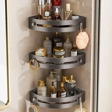 Space-Saving 3-Tier Corner Shower Caddy, Wall-Mounted with No-Drill Setup