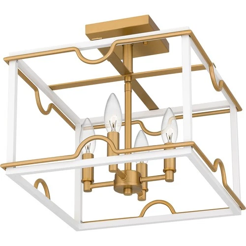 Matte White Four Light Semi Flush Mount from the Brinkman Collection - Picture 4 of 7