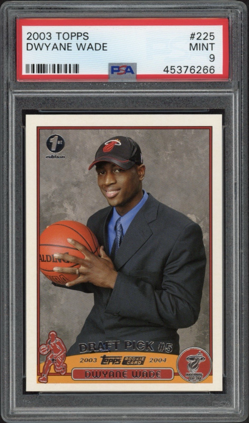 2003 Topps Dwyane Wade 1st Edition Rookie RC #225 PSA 9 Mint Miami Heat