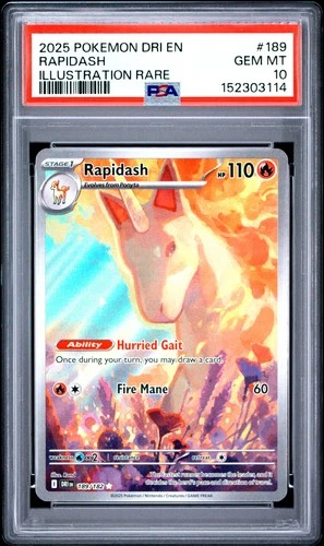 2025 POKEMON DRI EN-DESTINED RIVALS ILLUSTRATION RARE #189 RAPIDASH PSA 10